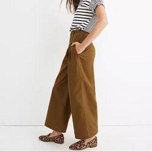 tibi wide legged cropped loden brown pants size 4